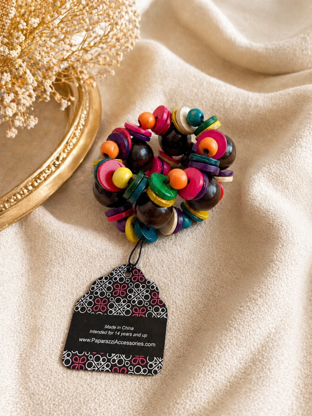 paparazzi Multicolor Wooden Disc & Bead Stretch Bracelet